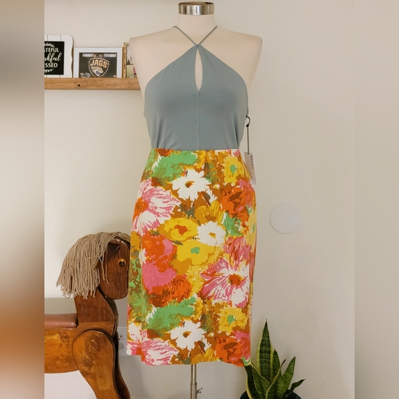 Talbots Women's Lined skirt Pink A Line Floral Print